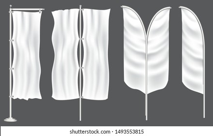 set of mockup flag or textile banner flag for decoration in an outdoor event 