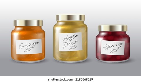 Set Mockup Glass Jars Golden Lids Stock Vector (Royalty Free ...