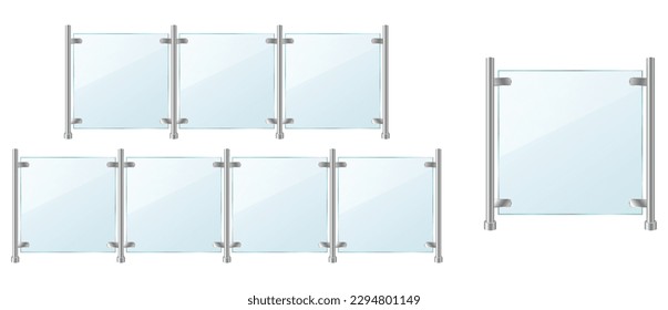 Set-Mock-up Glas-Umschlag mit Zaun-Abschnitt einzeln - 3D-Illustration