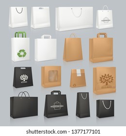 Shopping bags from craft paper set Royalty Free Vector Image