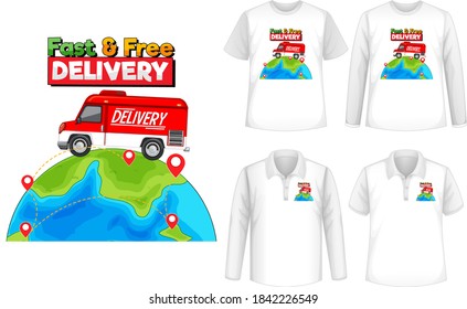 Juego de camisetas de maquillaje con ilustración de tema de entrega