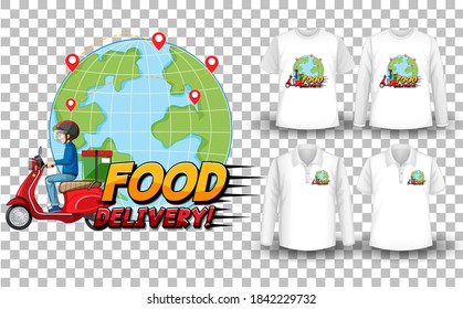 Set of mockup shirt with delivery theme illustration