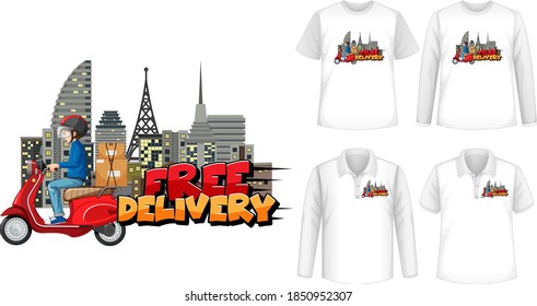 Juego de camisetas de maquillaje con ilustración de tema de entrega