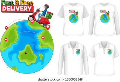 Juego de camisetas de maquillaje con ilustración de tema de entrega