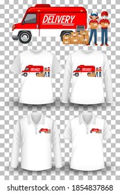Set of mockup shirt with delivery theme illustration