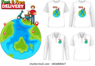 Juego de camisetas de maquillaje con ilustración de tema de entrega