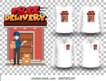 Juego de camisetas de maquillaje con ilustración de tema de entrega