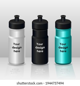 Set of Mock-up Sport Bottle. For athletes, biker, runner. Fitness and GYM sports. Vector Illustration design.