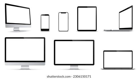 Set Set Set Set Set Set Set mit Modell-Technologie-Geräte mit leeren Bildschirm-Computer, Laptop, Tablet und Handy, anderes Modell - Vektorgrafik