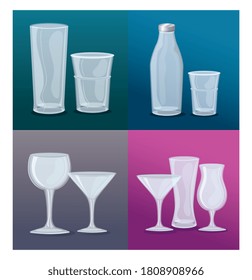 Set-Mock-up, transparente Brille, leere Symbole Vektorgrafik-Design