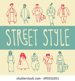 A set of models dressed in street style