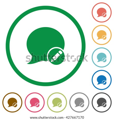 Set of Moderate blog comment color round outlined flat icons on white background