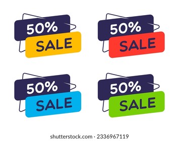 Set of Modern 50 Percent Sale Labels