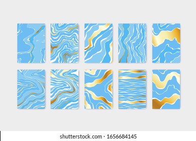 Set of modern abstarct  backgrounds with waves. Smooth shapes. Marble imitation.