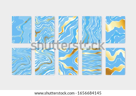 Set of modern abstarct  backgrounds with waves. Smooth shapes. Marble imitation.