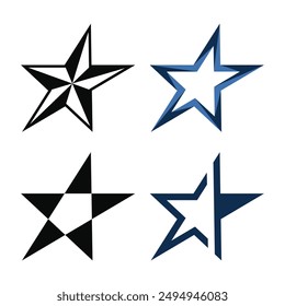 Set of modern abstrack star logo design. Premium Vector