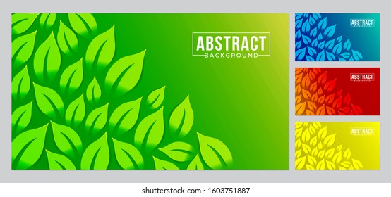 Set of Modern Abstract 3D Leaf Background. Template for websites, brochures, posters. Paper cut. 3D effect.