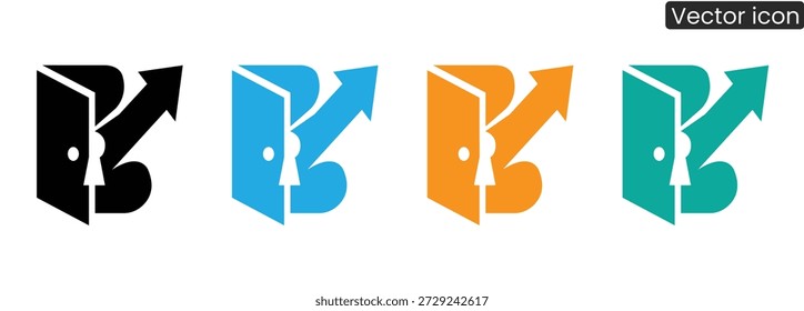 Conjunto de iconos de logotipo de flecha abstracta moderna en diferentes colores