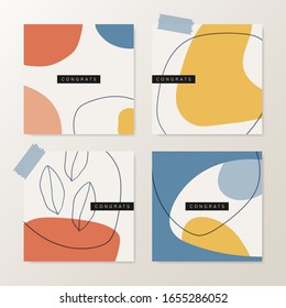 Diseño moderno de arte abstracto con formas orgánicas en tonos pastel. Arte mural contemporáneo, volante, boletín informativo, portada de revista, embalaje y diseño de marca.