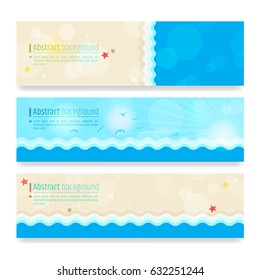 Set of modern abstract background in summer beach and sea theme