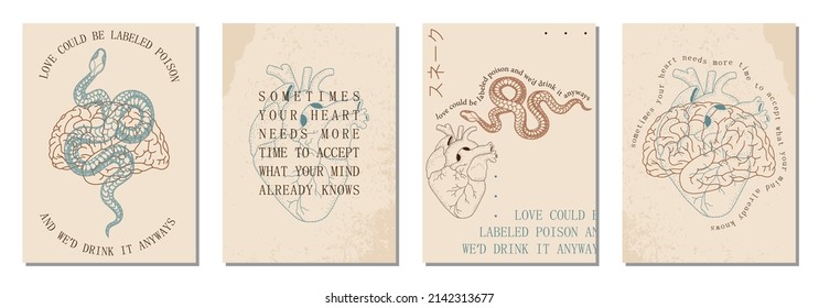 Set of modern abstract backgrounds or card templates in modern and bright colors, in popular art style, vector illustration (Japanese text translation: snake)