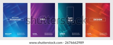 Set of modern abstract backgrounds for covers. Vector design templates with geometric shapes. Ideal for brochures, catalog, annual report, banners, poster, flyers, and corporate presentations.