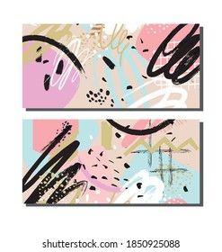 Set of modern abstract backgrounds, festive banner. Modern vector illustration, Memphis style, abstract background. For design, birthday, children s party, cover