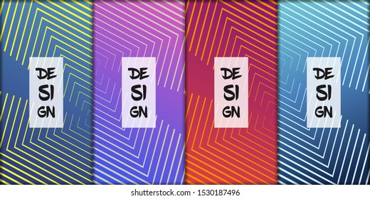 Set of modern abstract backgrounds with gradient linear waves. Simply geometric template for design
