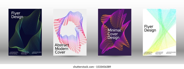  A set of modern abstract backgrounds with abstract gradient linear waves. Fashionable style. The background with is suitable for creating a banner, poster,  catalog.