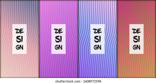 Set of modern abstract backgrounds with gradient linear waves. Simply geometric template for design