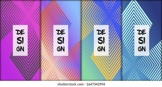 Set of modern abstract backgrounds with gradient linear waves. Simply geometric template for design