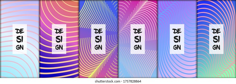 Set of modern abstract backgrounds with gradient linear waves. Simply geometric template for design