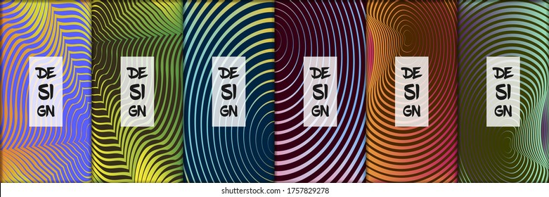 Conjunto de fondos abstractos modernos con ondas lineales gradientes. Plantilla simplemente geométrica para el diseño
