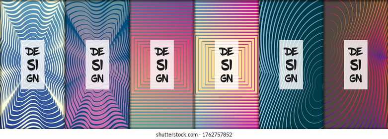 Conjunto de fondos abstractos modernos con ondas lineales gradientes. Plantilla simplemente geométrica para el diseño