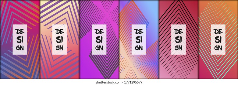 Set of modern abstract backgrounds with gradient linear waves. Simply geometric template for design