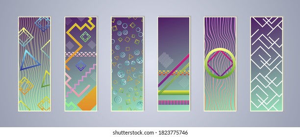 Set of modern abstract backgrounds with gradient linear waves. Simply geometric template for design