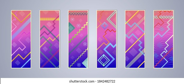 Conjunto de fondos abstractos modernos con ondas lineales gradientes. Plantilla simplemente geométrica para el diseño