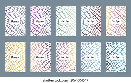 Set of modern abstract backgrounds with gradient linear waves. Simply geometric template for design