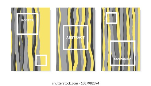 Montaje moderno y abstracto con rayas. Cintas multicolores. Diseño amarillo y gris. Vector.