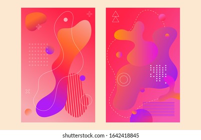 Set of modern abstract banners design. Creative fluid backgrounds from current forms to design a fashionable abstract cover, banner, poster, booklet vector