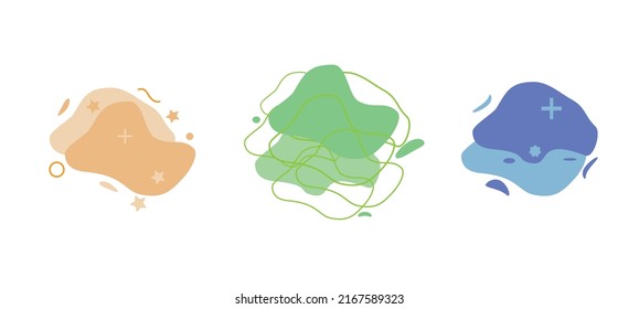 A set of modern abstract banners. Flat geometric shapes of different colors in the memphis design style. A template for your design isolated on a white background