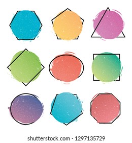 Set of modern abstract banners. Geometric shapes of different colors vector
