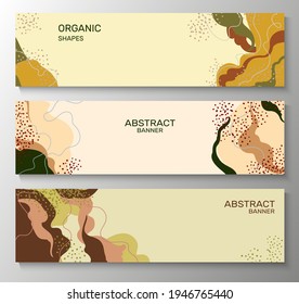 Set of modern abstract banners with organic shapes, lines and textures. Place for your text. Design for social networks, advertising, web pages, landing pages. Vector illustration