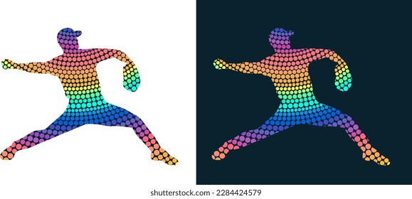 Set of modern abstract baseball players silhouettes. Isolated colored vector images