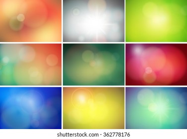 Set of Modern abstract blur circular bokeh light beautiful backgrounds.  Elements for your graphic design, banner, website or presentation. Vector illustration  
