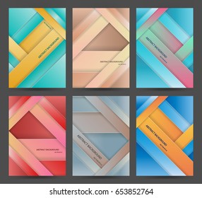 Set of modern abstract brochure, flyer, report design, layout template. 3D paper layers.Clean style cover,business. corporate.