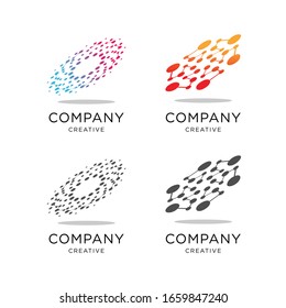 Set of Modern Abstract Circle Technology logo template,Advanced analysis data base Logo symbol. Development of artificial intelligence sign. Abstract innovative high tech logo template. Colorful round