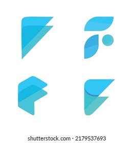 set of modern  abstract   and colorful letter F logo design