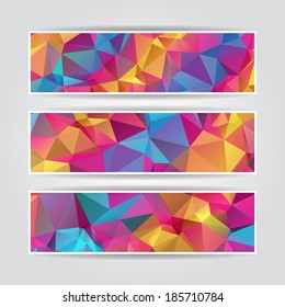 set of modern Abstract Colorful Triangle Polygonal vector headers