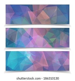 set of Modern Abstract Colorful Triangle Polygonal vector headers